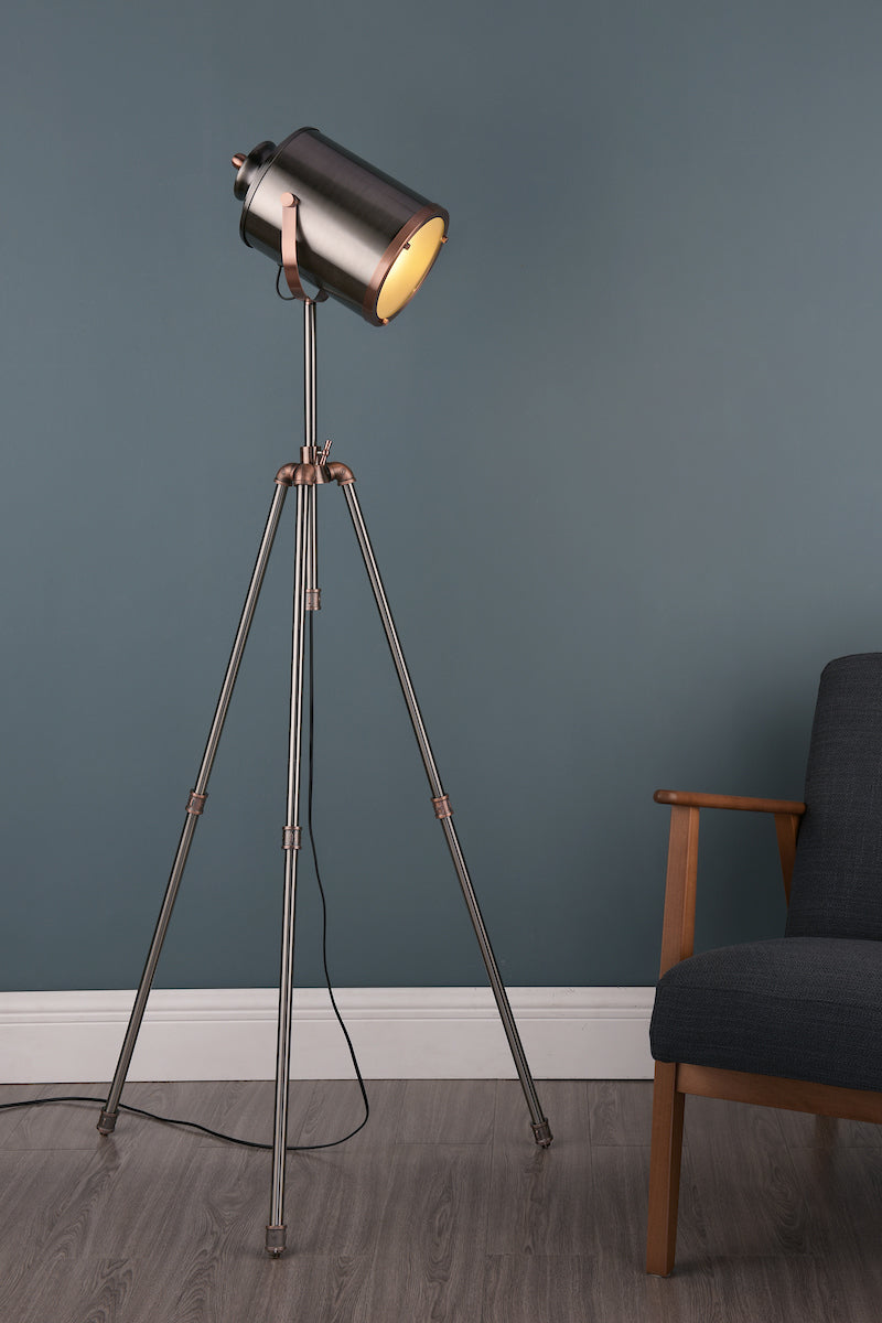 JAKE FLOOR TASK LAMP ANT SILVER AND COPPER
