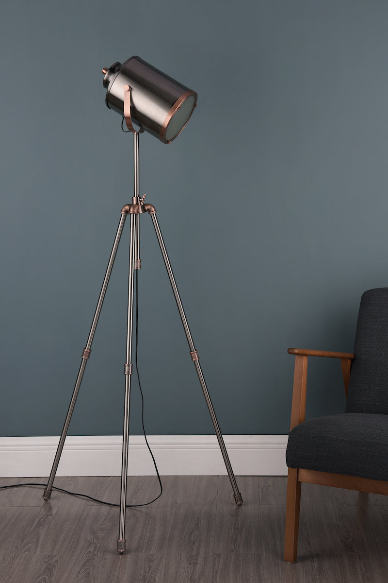 JAKE FLOOR TASK LAMP ANT SILVER AND COPPER