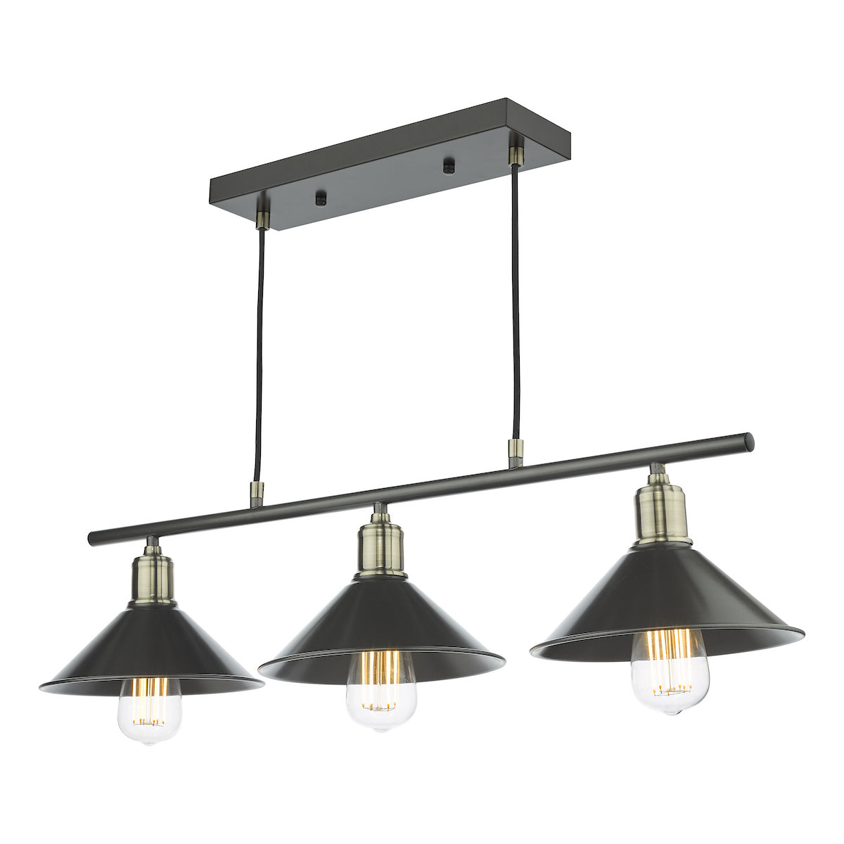 JALEN 3LT BAR PENDANT GRAPHITE ANTIQUE BRASS