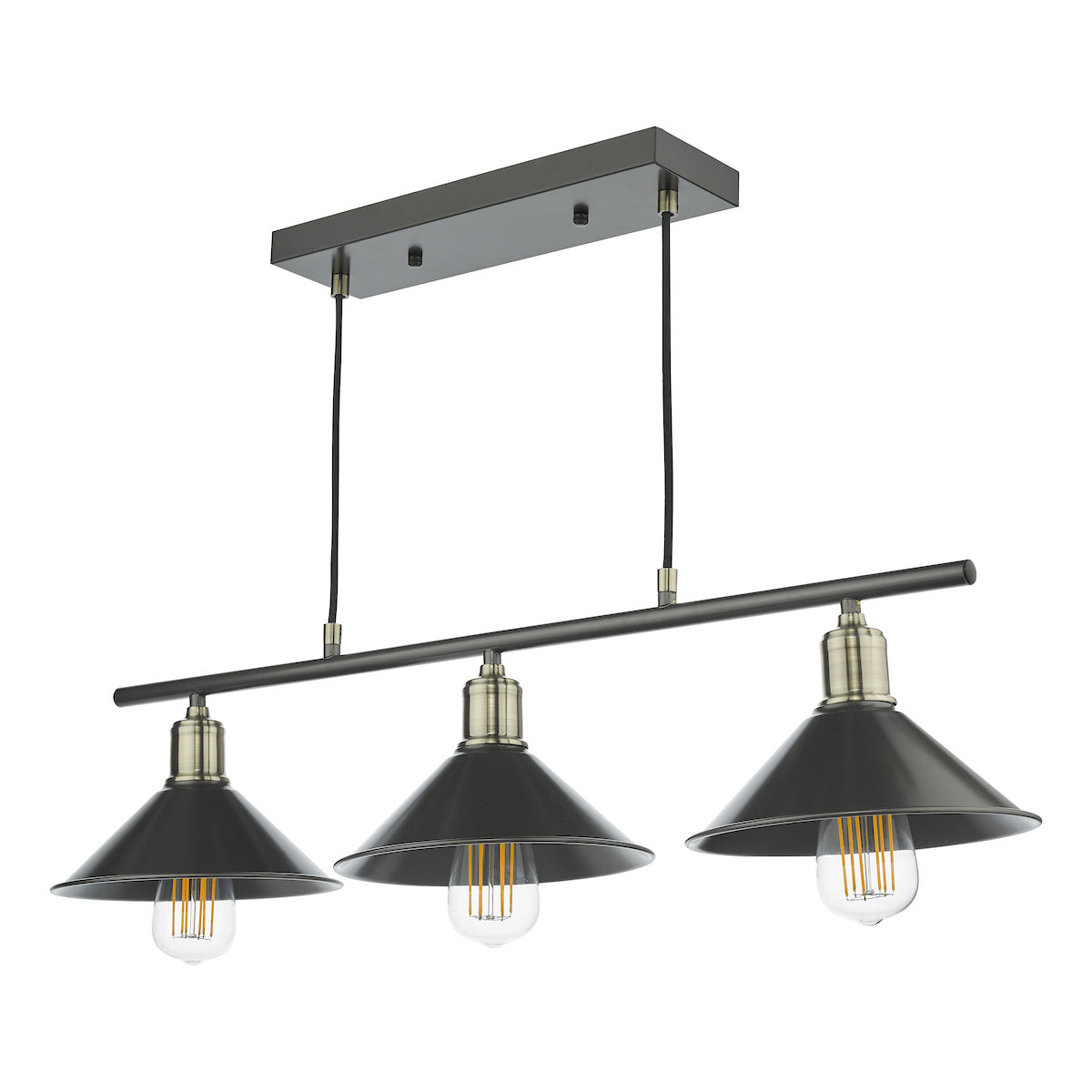 JALEN 3LT BAR PENDANT GRAPHITE ANTIQUE BRASS