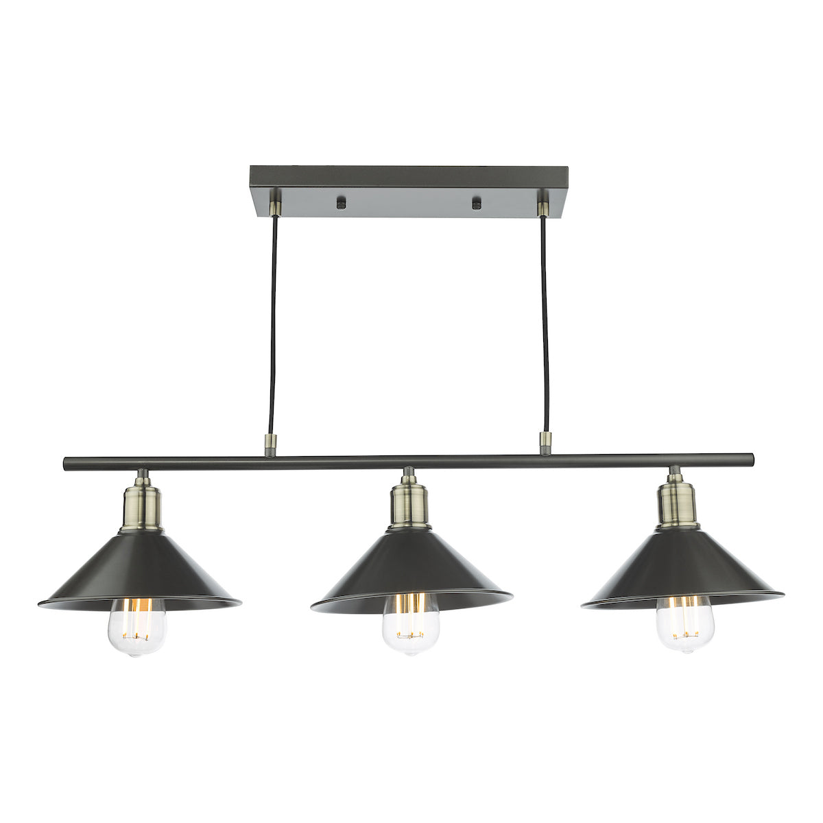 JALEN 3LT BAR PENDANT GRAPHITE ANTIQUE BRASS