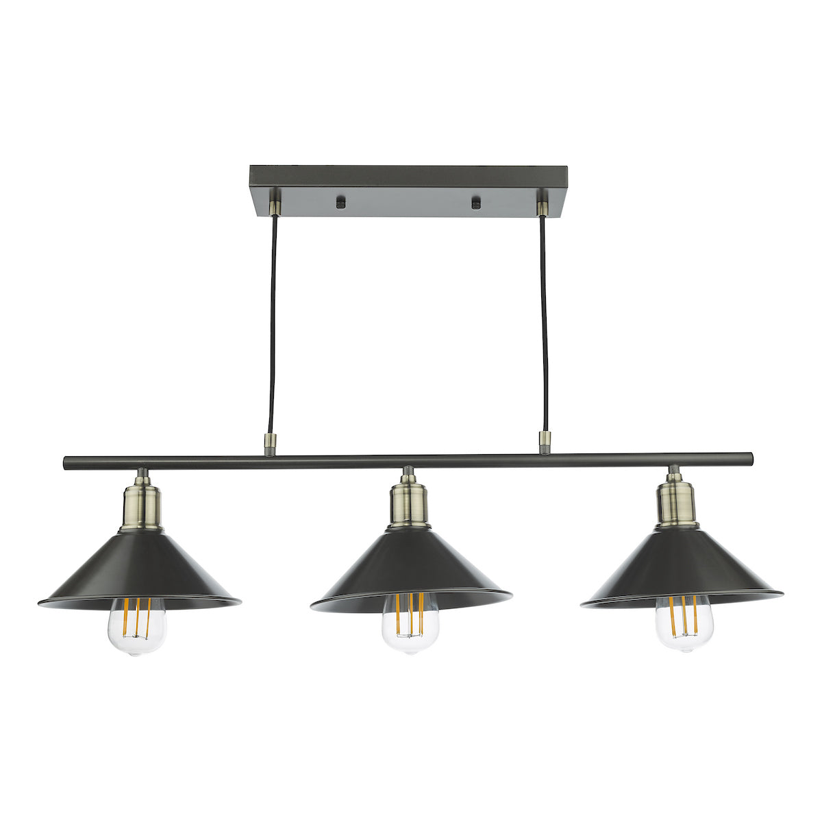 JALEN 3LT BAR PENDANT GRAPHITE ANTIQUE BRASS