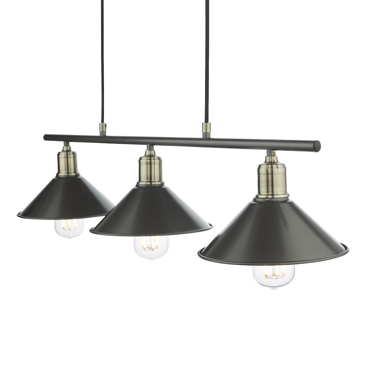 JALEN 3LT BAR PENDANT GRAPHITE ANTIQUE BRASS