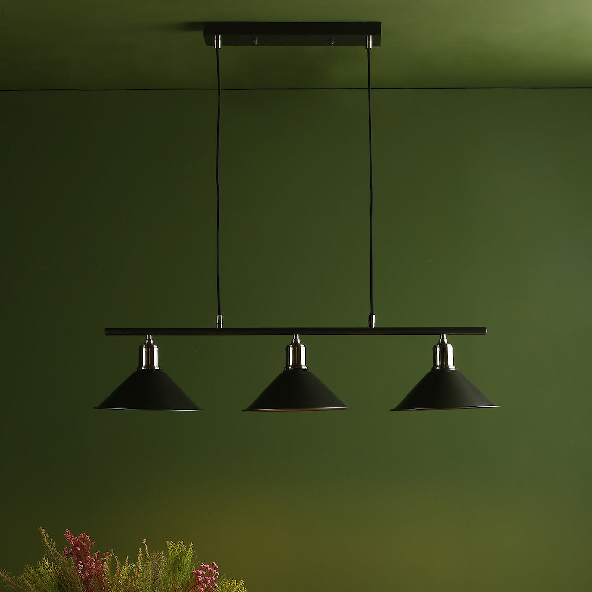 JALEN 3LT BAR PENDANT GRAPHITE ANTIQUE BRASS