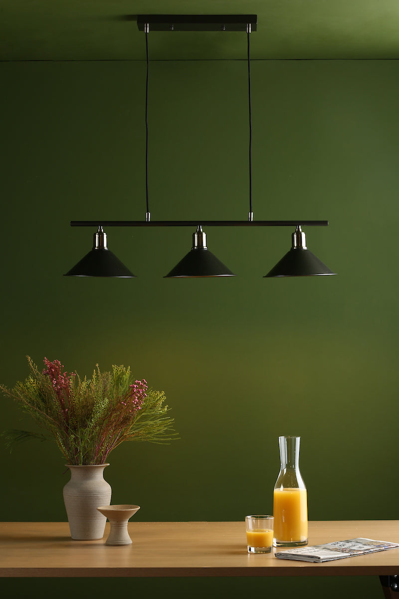 JALEN 3LT BAR PENDANT GRAPHITE ANTIQUE BRASS