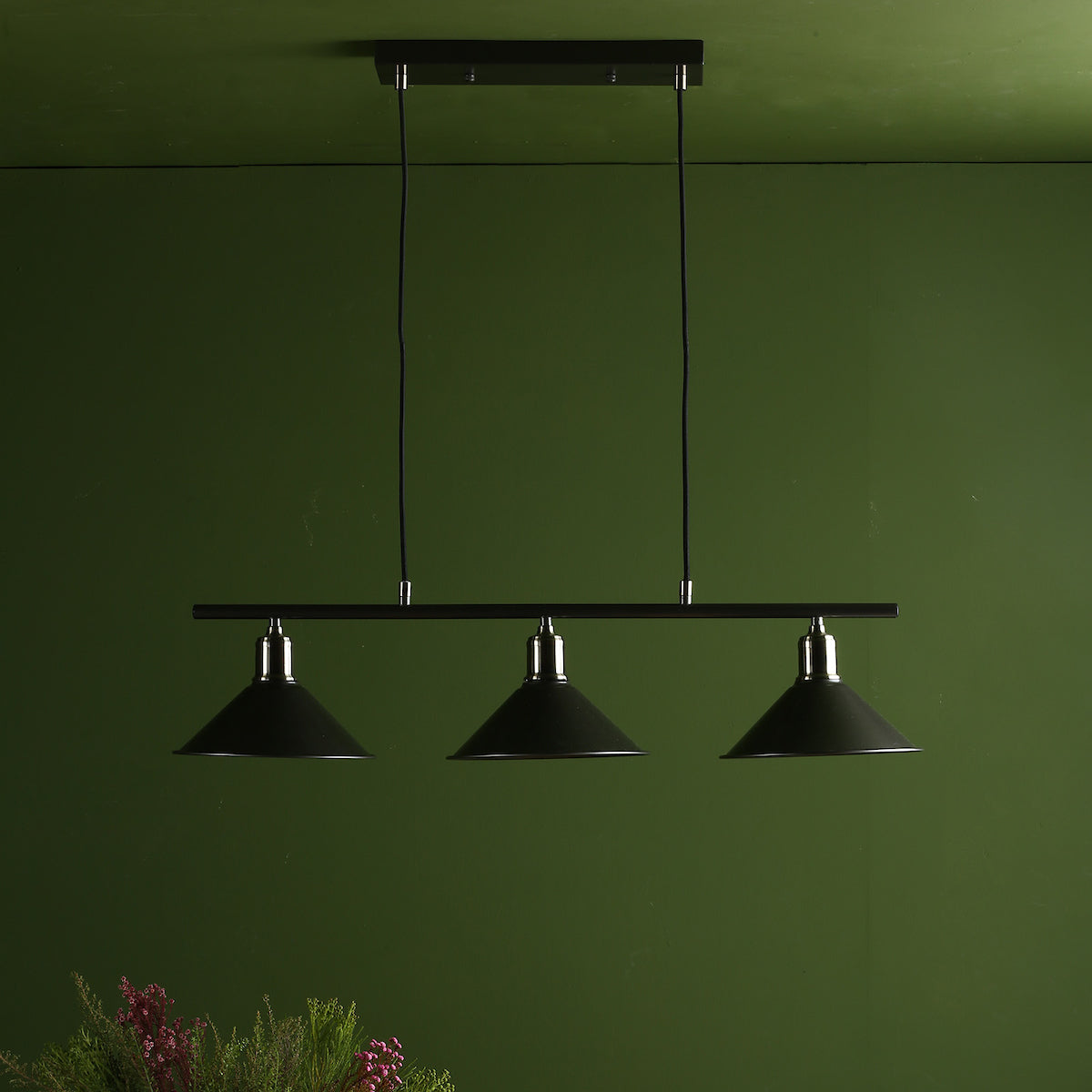 JALEN 3LT BAR PENDANT GRAPHITE ANTIQUE BRASS