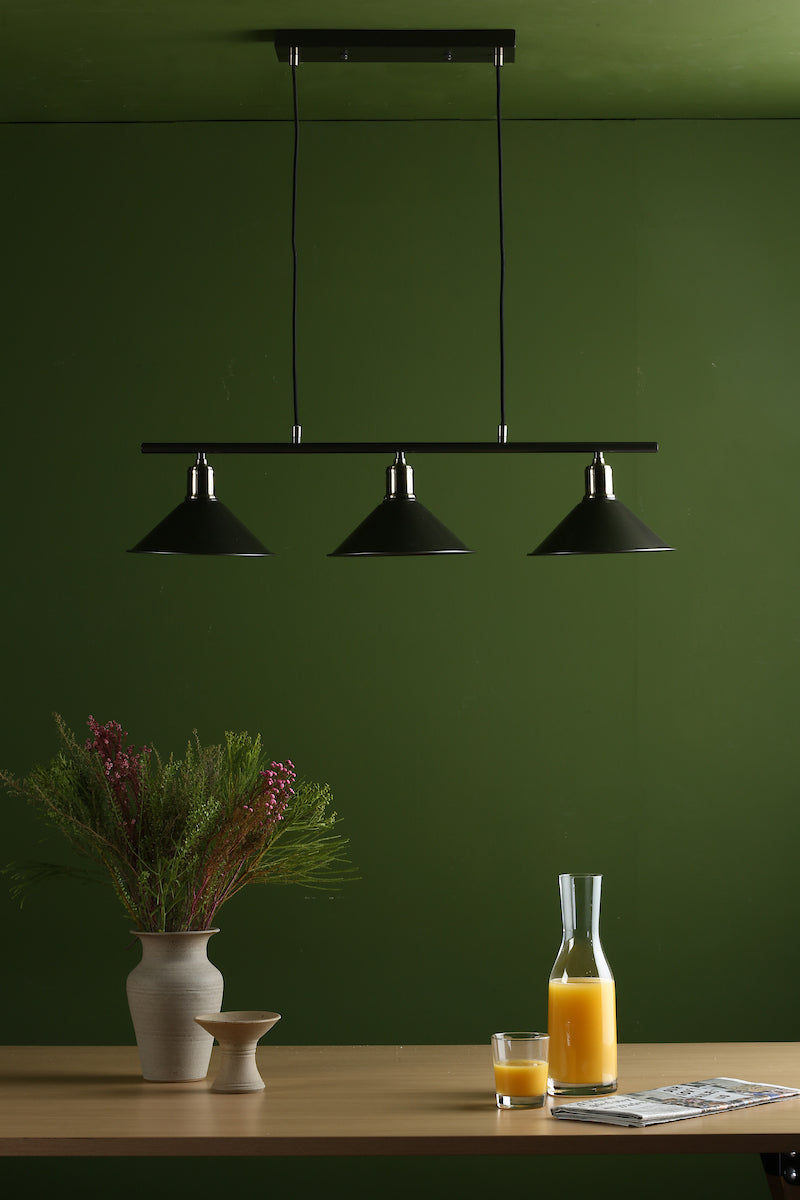 JALEN 3LT BAR PENDANT GRAPHITE ANTIQUE BRASS