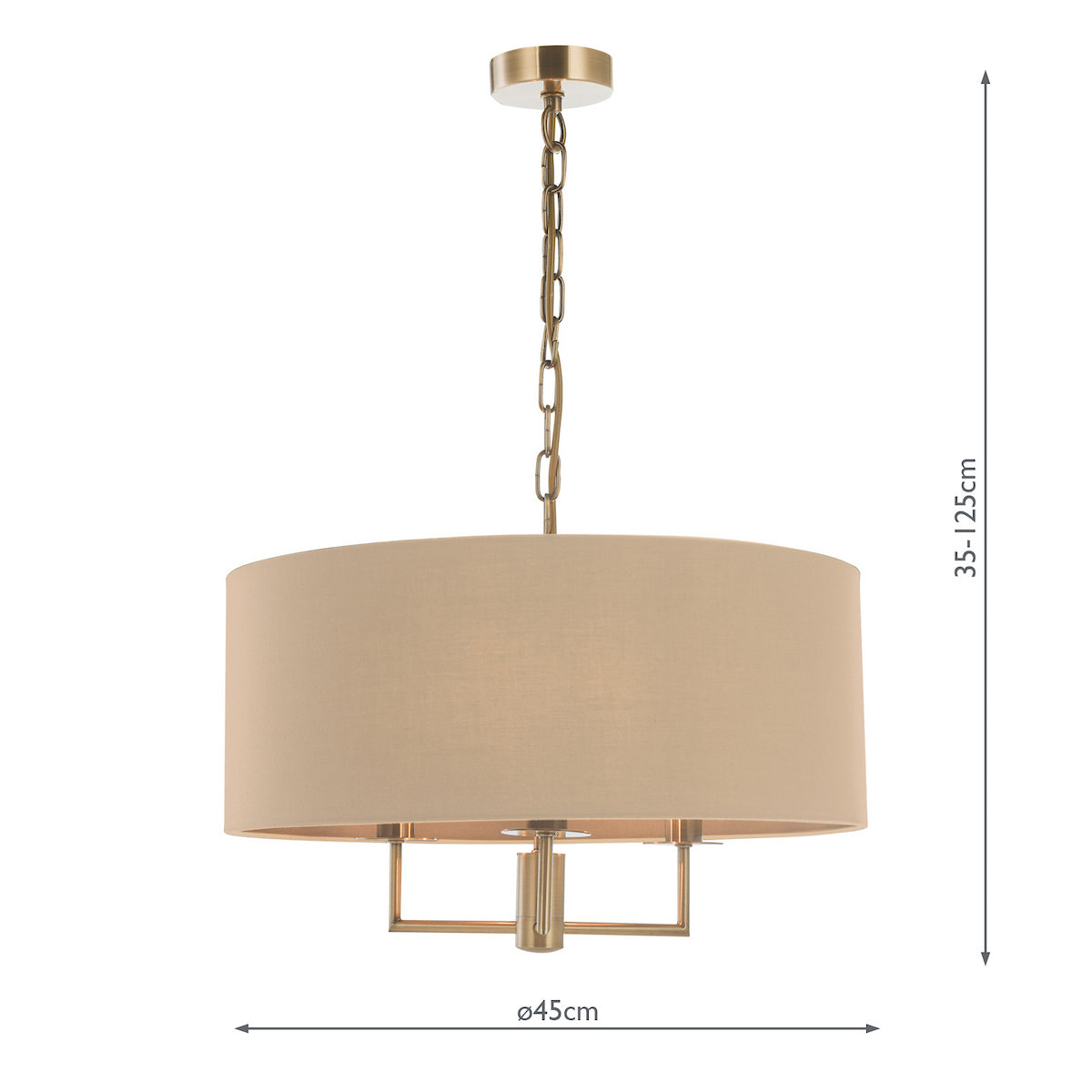 JAMELIA 3LT PENDANT ANTIQUE BRASS SHADELIER