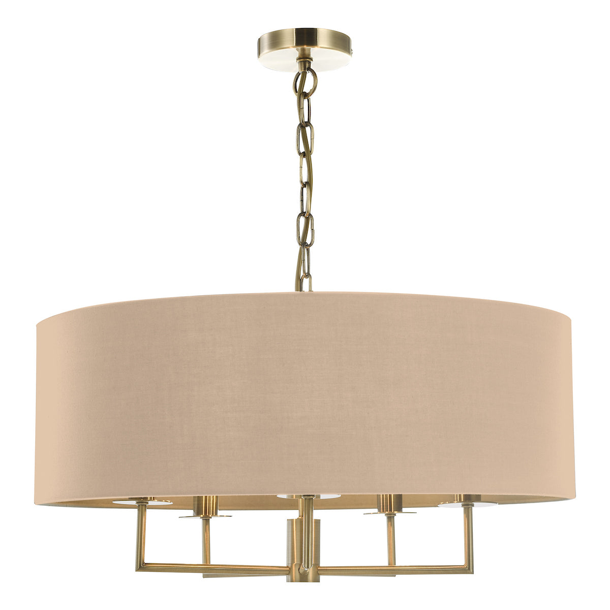JAMELIA 5LT PENDANT ANTIQUE BRASS SHADELIER