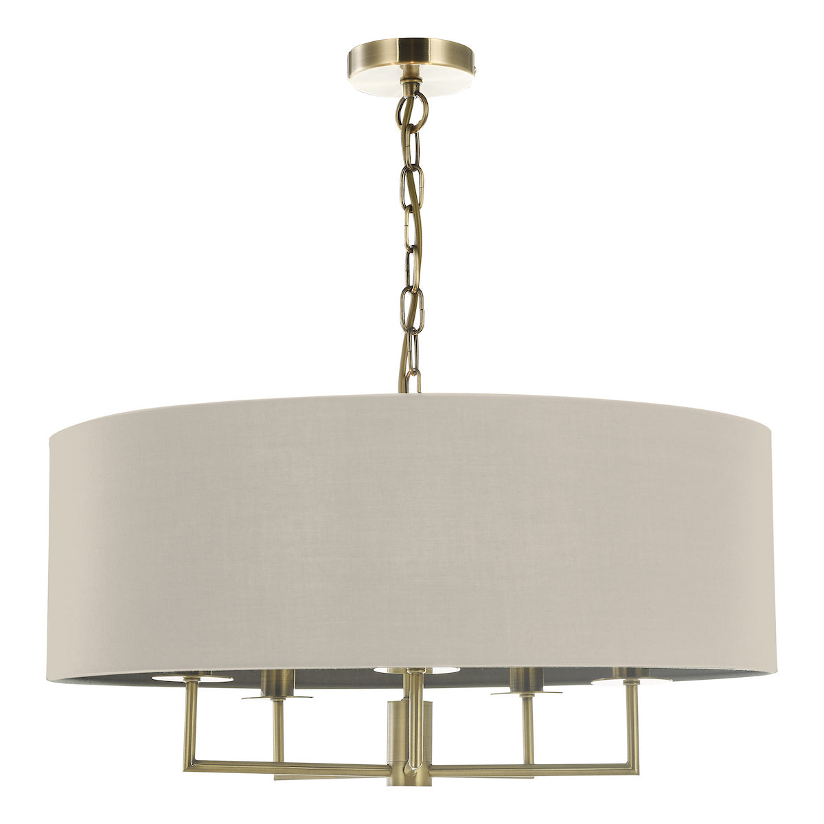 JAMELIA 5LT PENDANT ANTIQUE BRASS SHADELIER