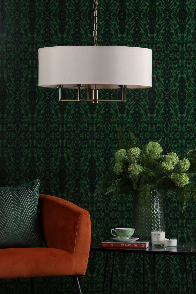 JAMELIA 5LT PENDANT ANTIQUE BRASS SHADELIER