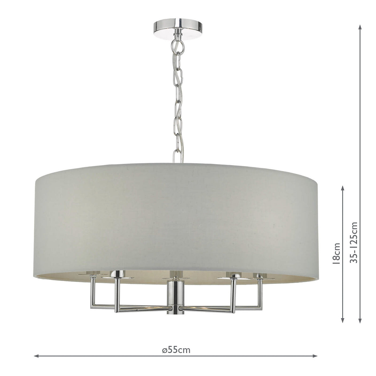 JAMELIA 5LT PENDANT POL CHR SHADELIER