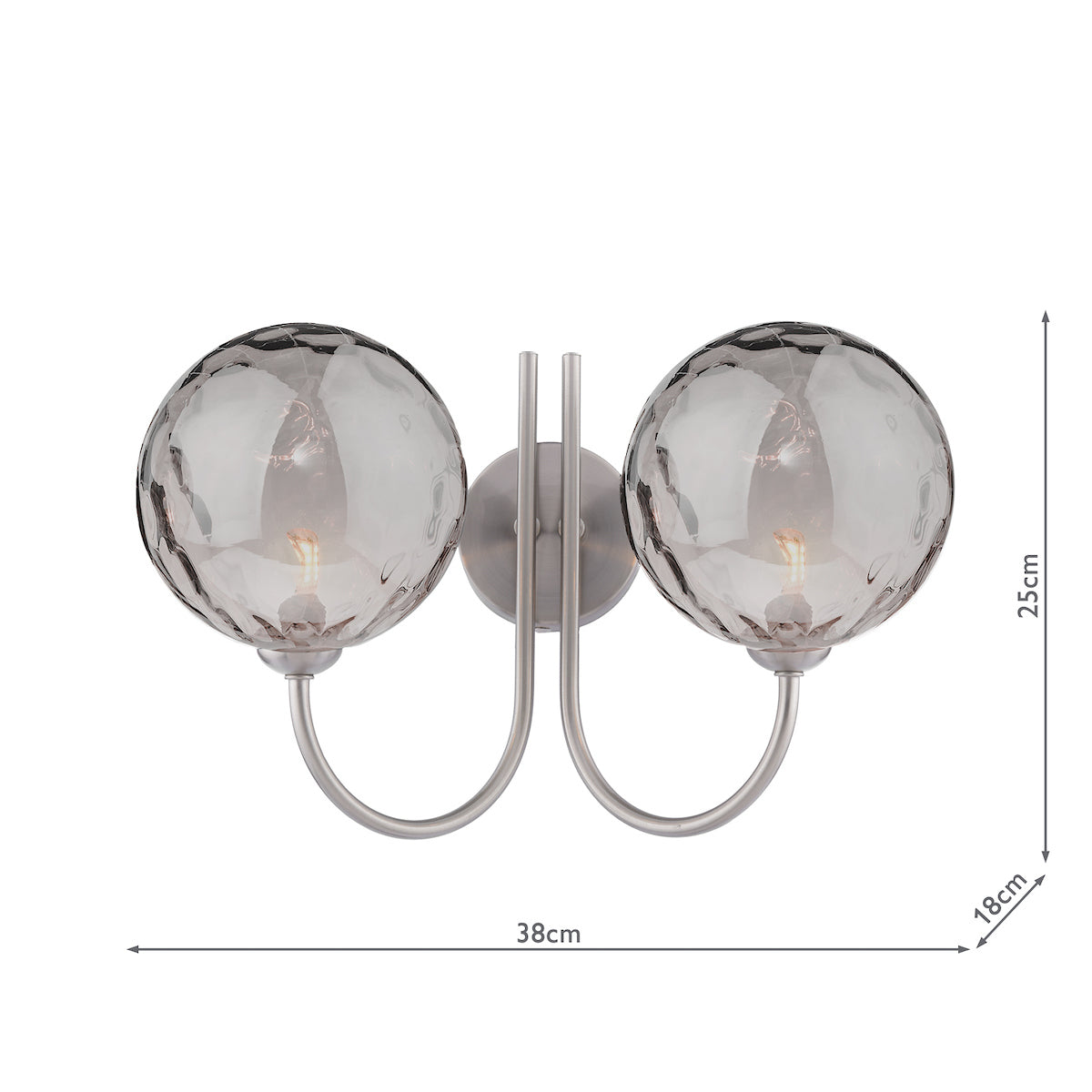 JARED 2LT W/LT SATIN NICKEL CW SMOKED GLS 150MM