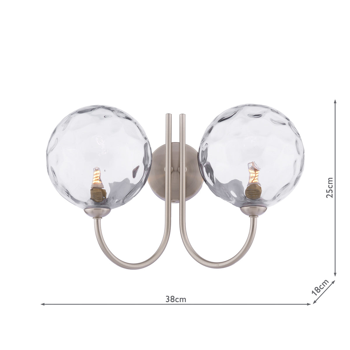 JARED 2LT W/LT SATIN NICKEL CW CLEAR GLS 150MM