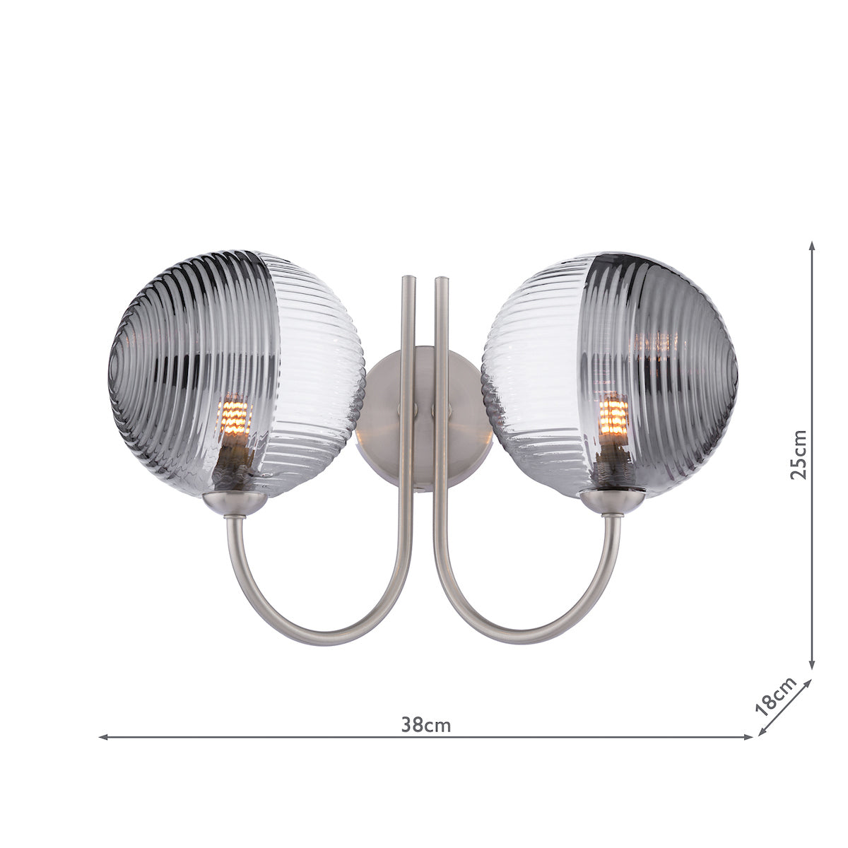 JARED 2LT W/LT SATIN NICKEL CW SMOKED/CLR GLS 150M