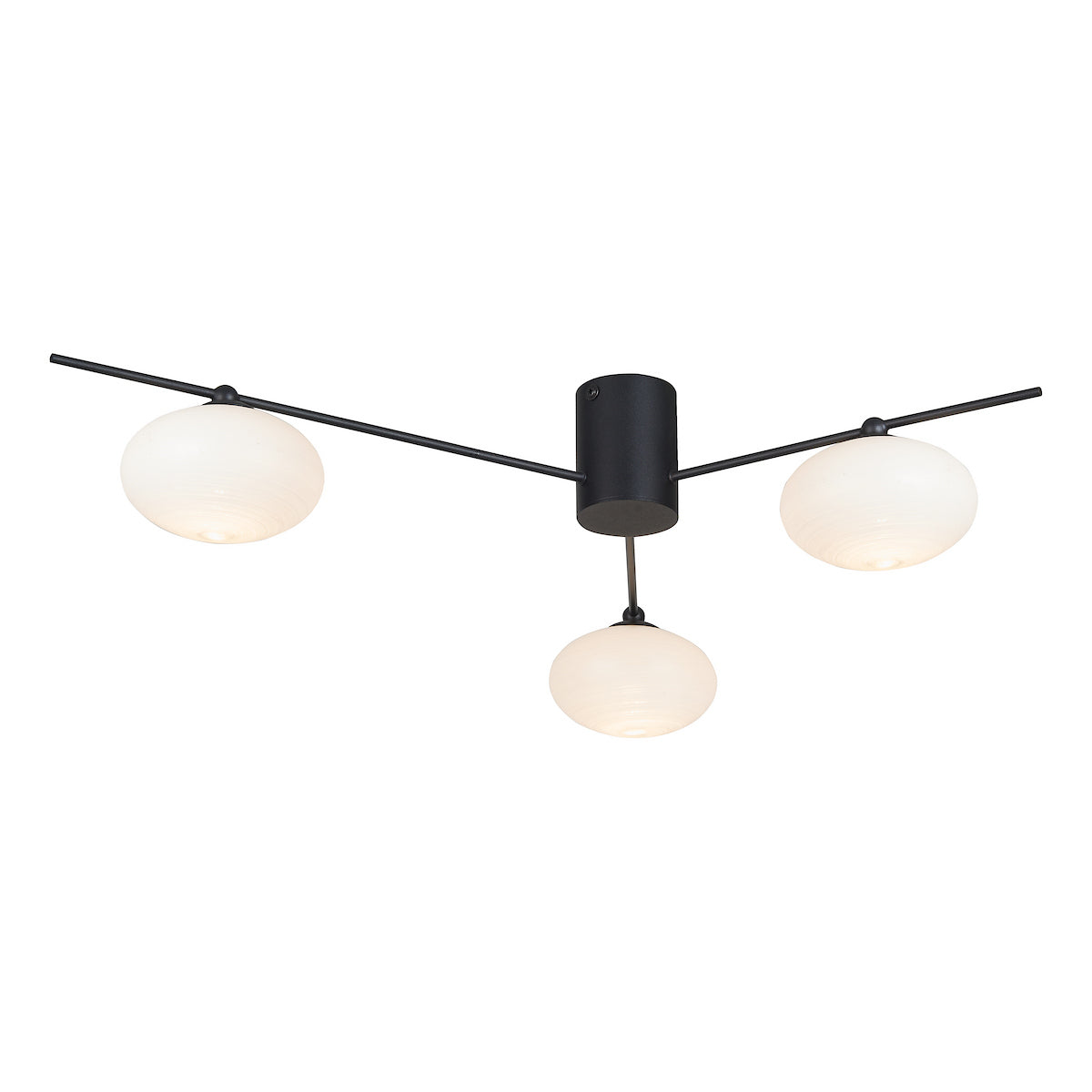 JASPER 3LT SEMI FLUSH MATT BLACK OPAL GLASS