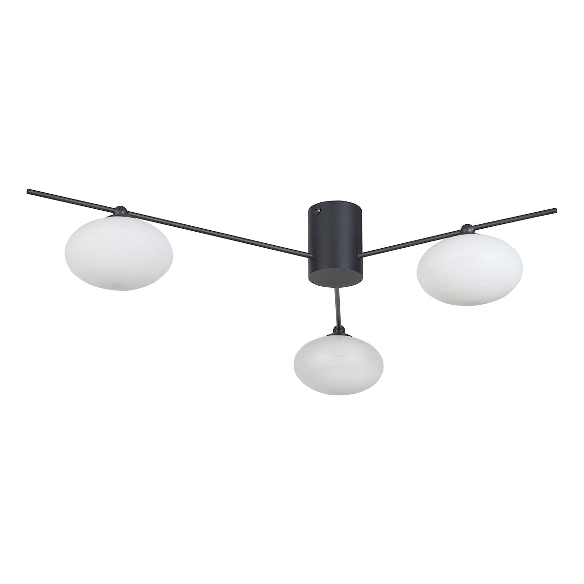 JASPER 3LT SEMI FLUSH MATT BLACK OPAL GLASS
