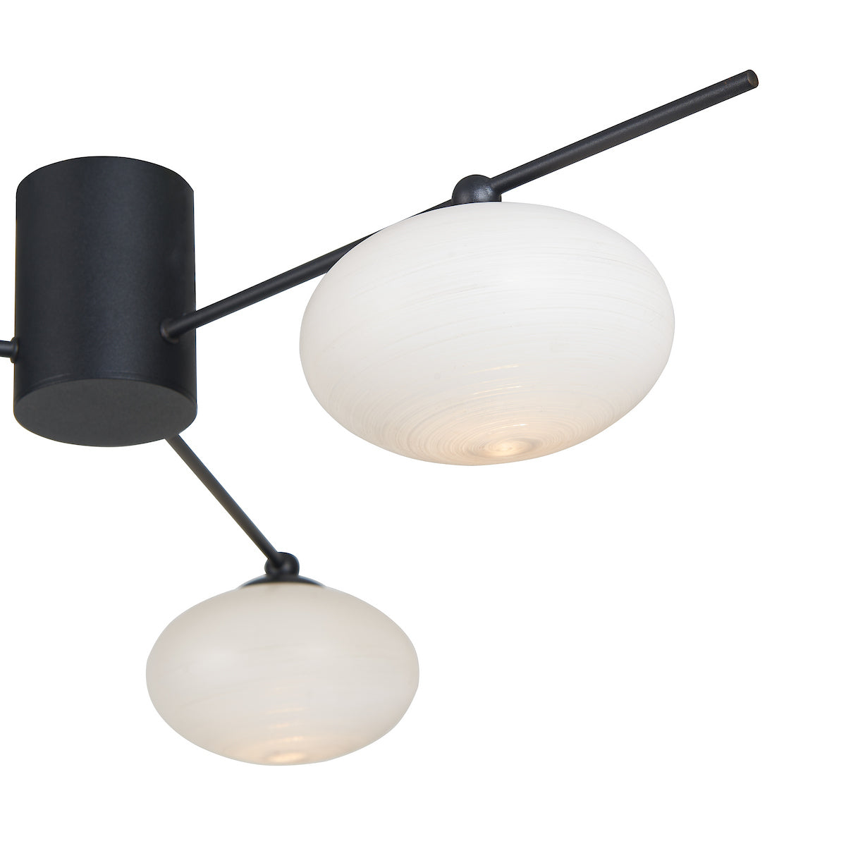 JASPER 3LT SEMI FLUSH MATT BLACK OPAL GLASS
