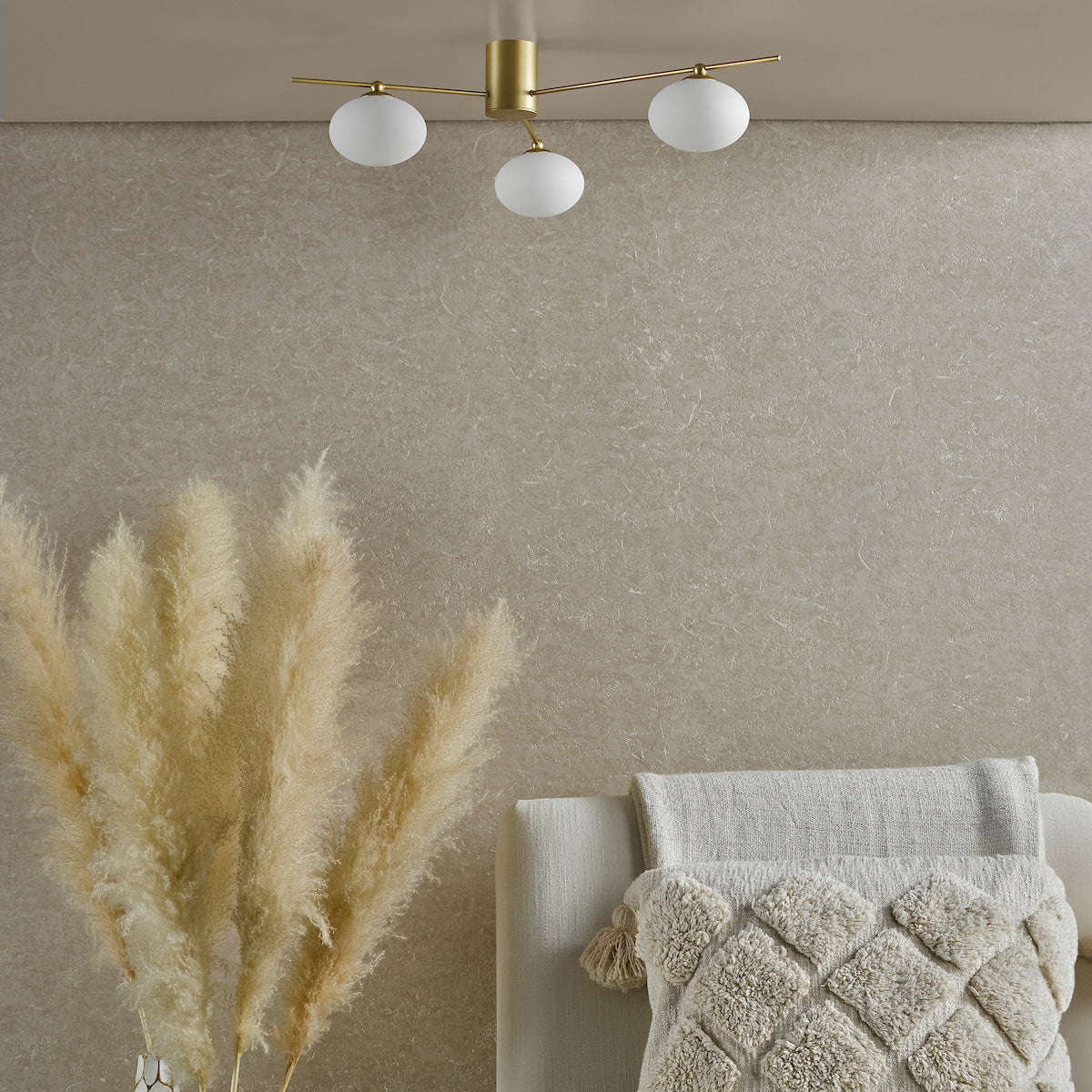 JASPER 3LT SEMI FLUSH PAINTED GOLD OPAL GLASS