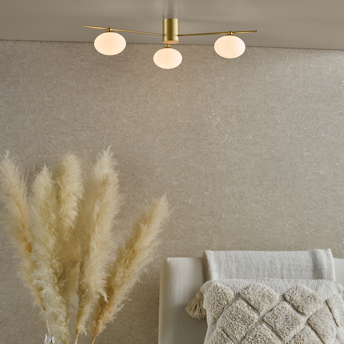 JASPER 3LT SEMI FLUSH PAINTED GOLD OPAL GLASS