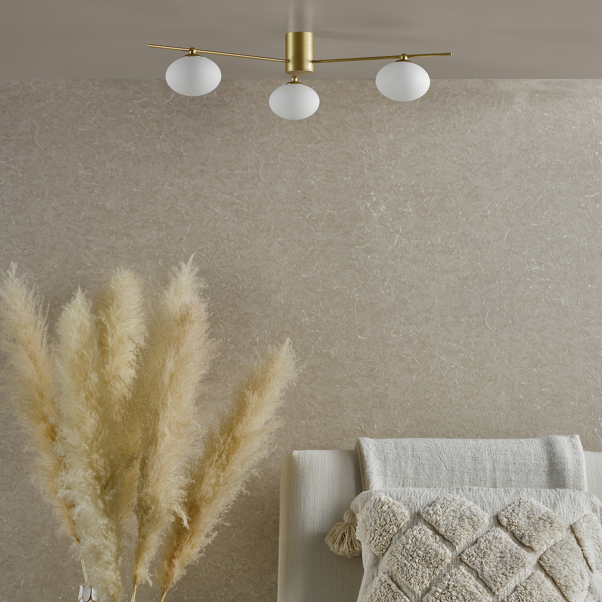 JASPER 3LT SEMI FLUSH PAINTED GOLD OPAL GLASS