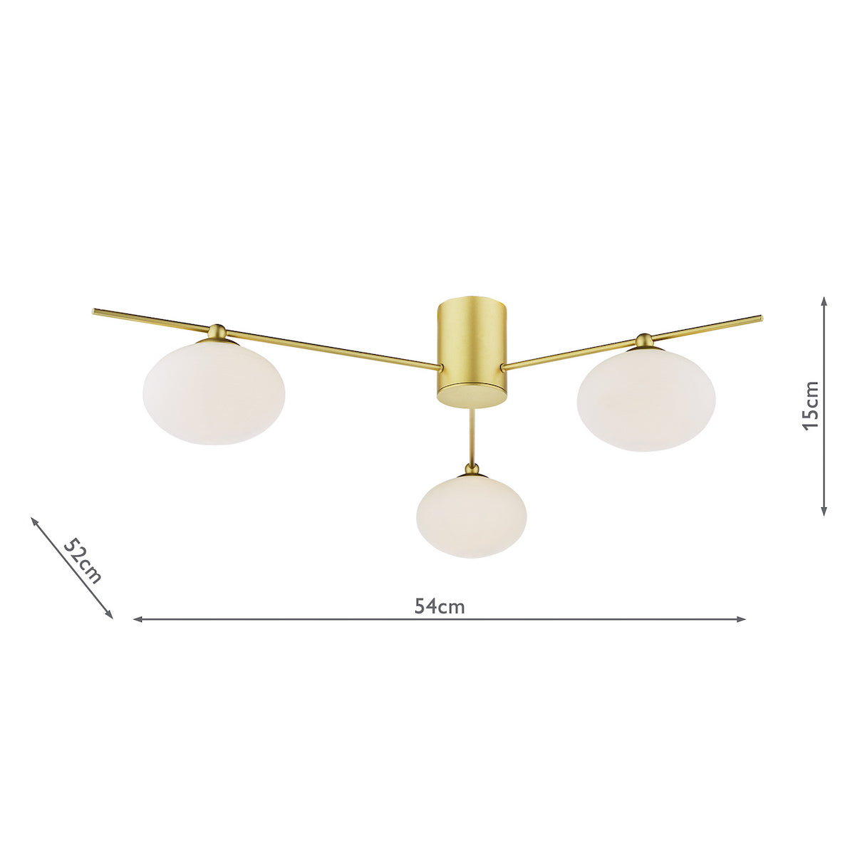 JASPER 3LT SEMI FLUSH PAINTED GOLD OPAL GLASS