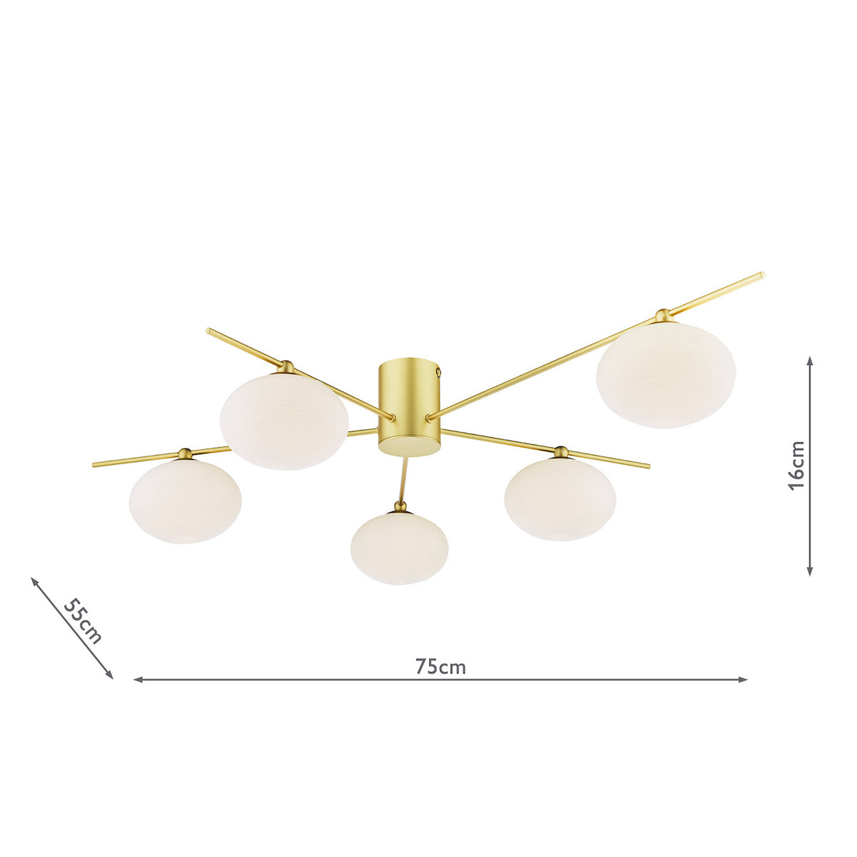 JASPER 5LT SEMI FLUSH PAINTED GOLD