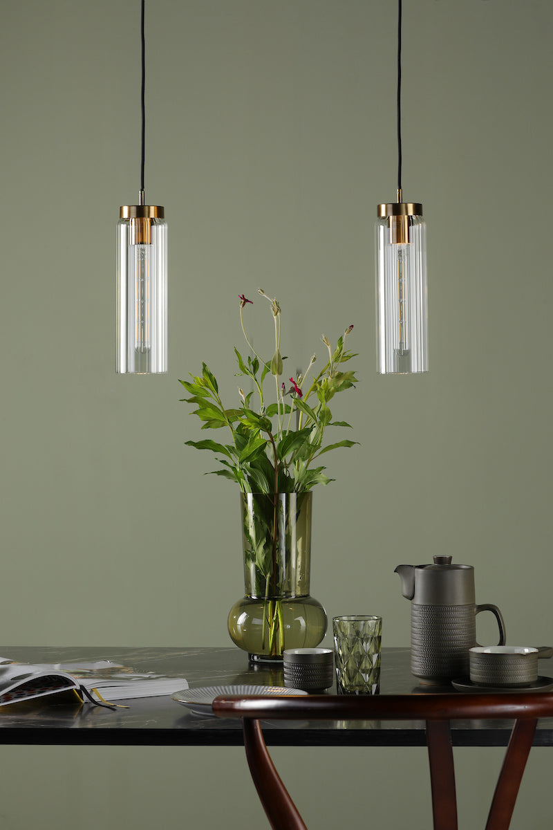 JODELLE 1LT PENDANT BRONZE & CLEAR