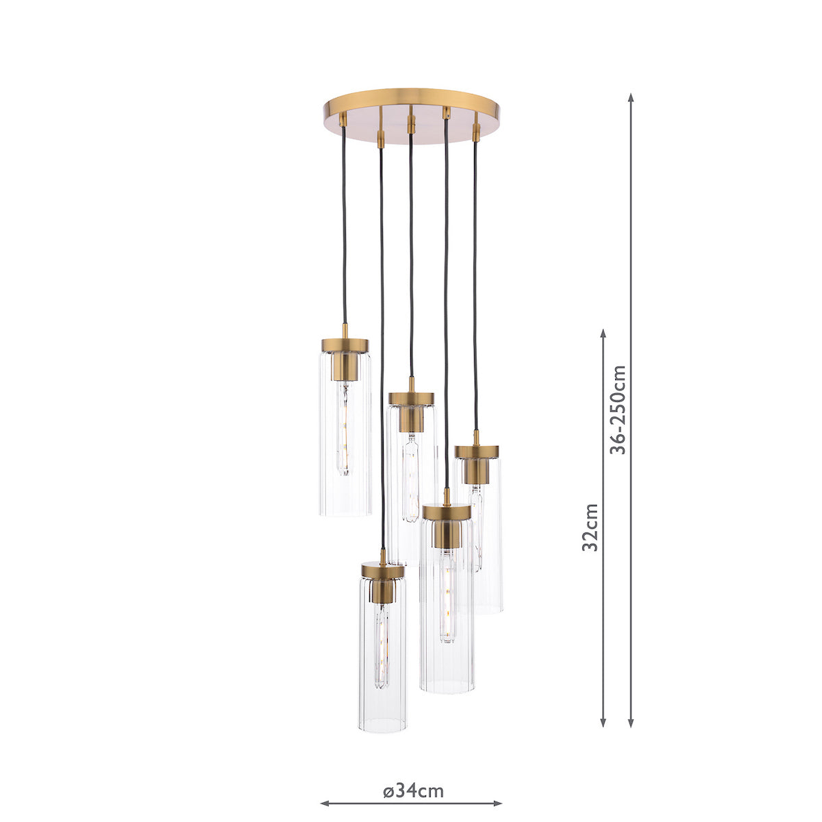 JODELLE 5LT CLUSTER PENDANT BRONZE & CLEAR