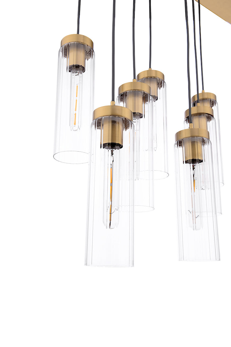 JODELLE 11LT BAR PENDANT BRONZE & CLEAR