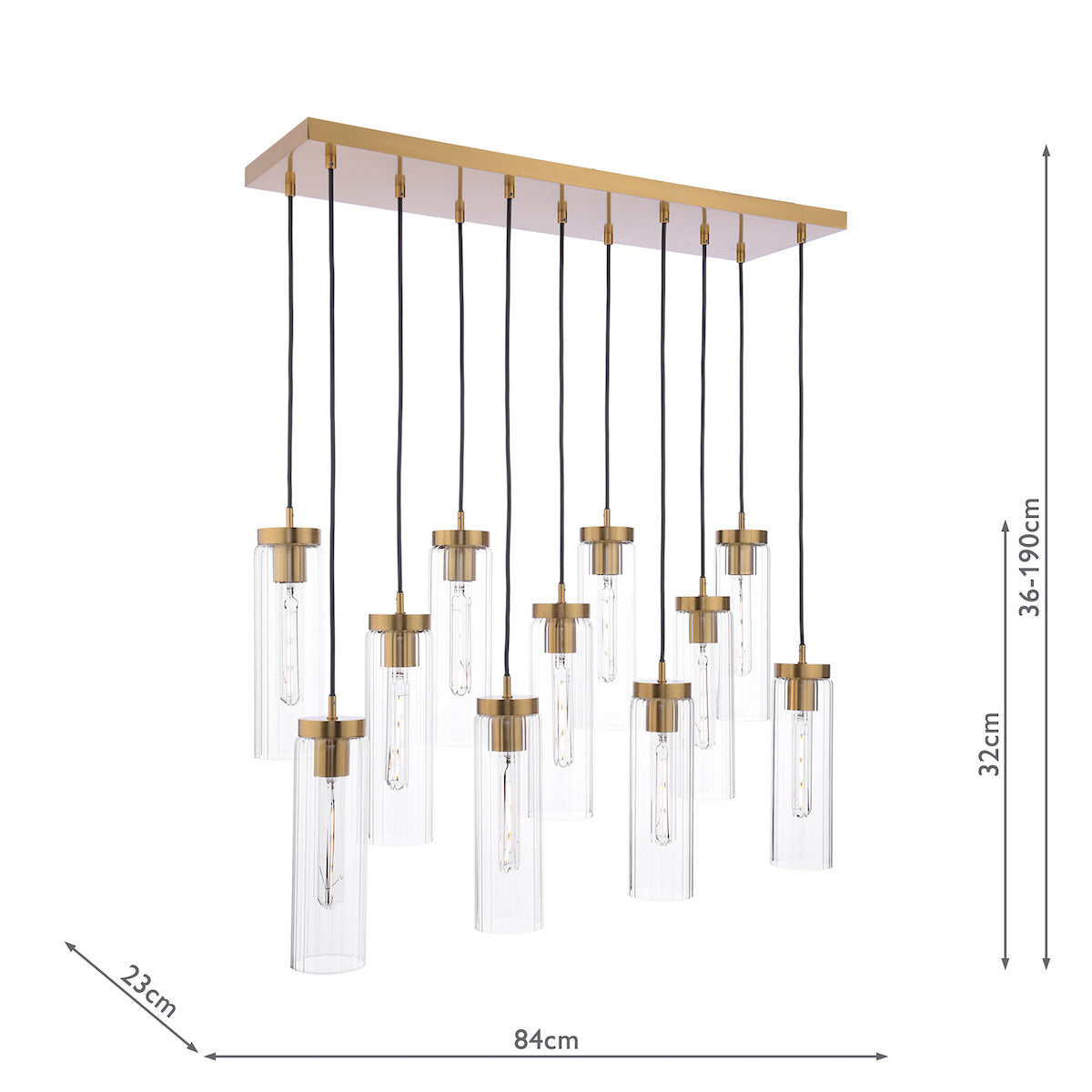 JODELLE 11LT BAR PENDANT BRONZE & CLEAR