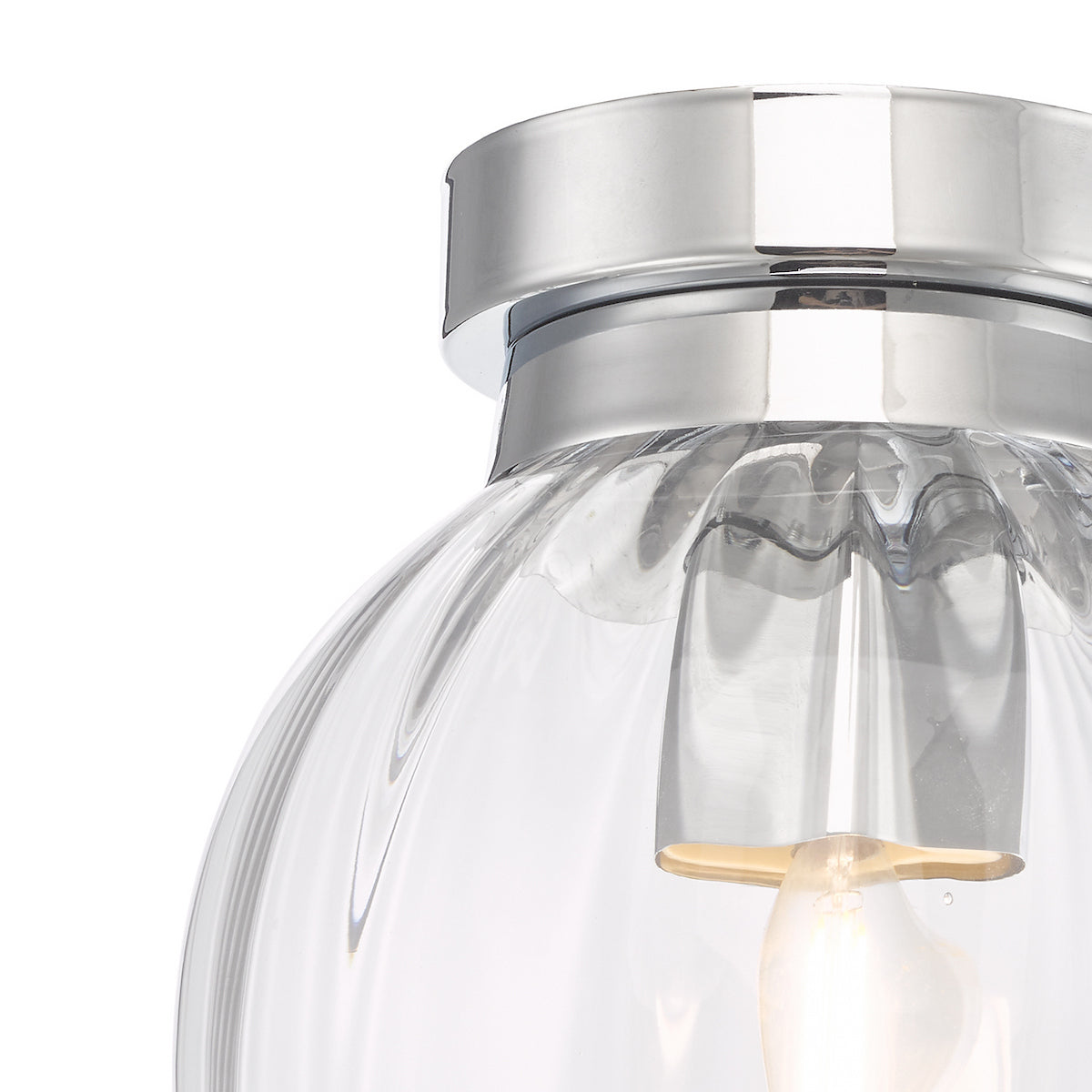 KAVI 1LT FLUSH POLISHED CHROME RIBBED GLASS IP44
