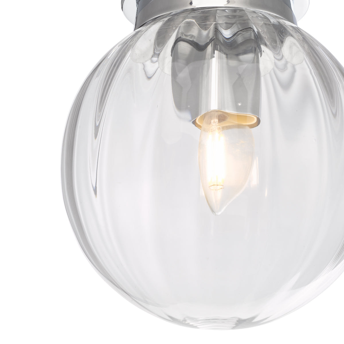 KAVI 1LT FLUSH POLISHED CHROME RIBBED GLASS IP44