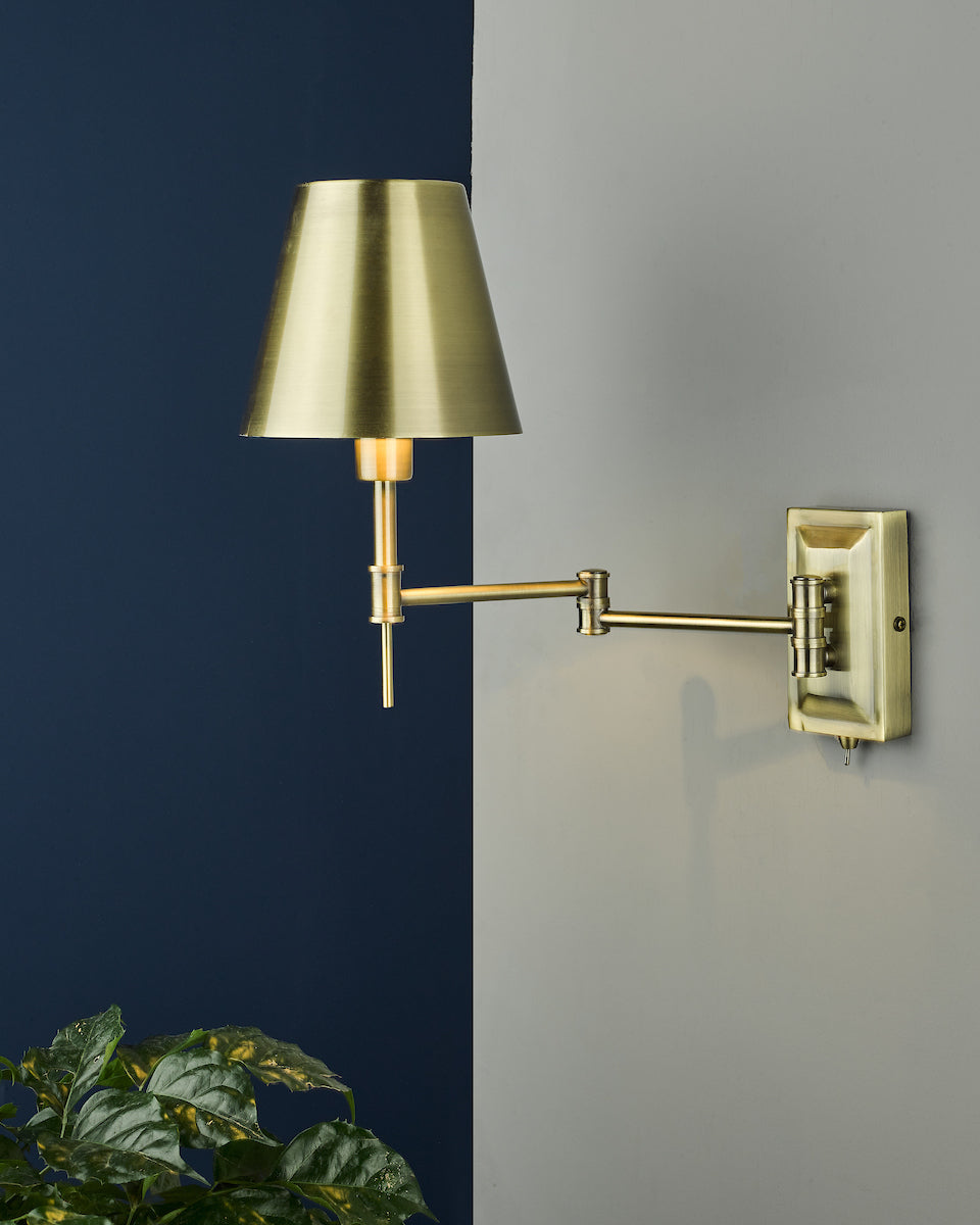 KENSINGTON WALL LIGHT TRADITIONAL SWING ARM ANTIQU