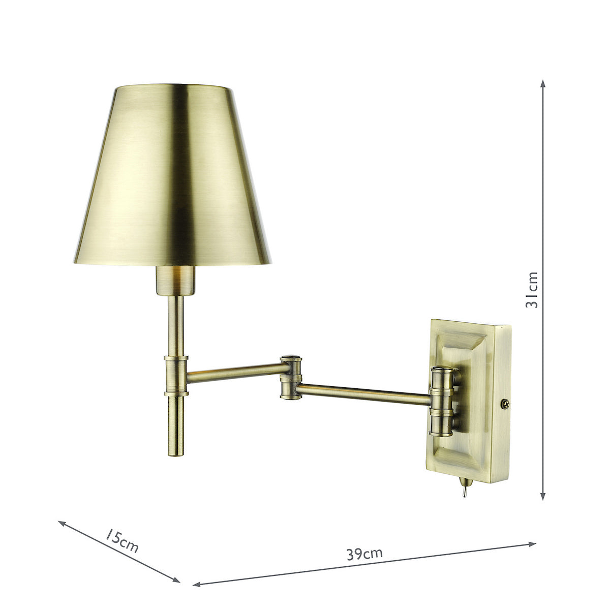 KENSINGTON WALL LIGHT TRADITIONAL SWING ARM ANTIQU