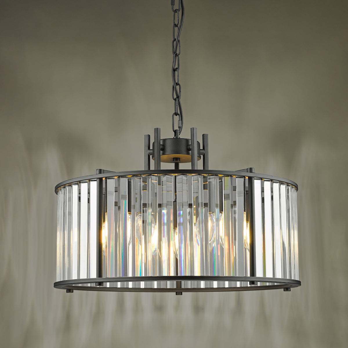 KIRAN 5LT PENDANT BLACK & CLEAR GLS