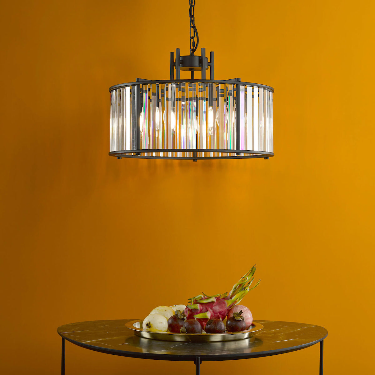 KIRAN 5LT PENDANT BLACK & CLEAR GLS