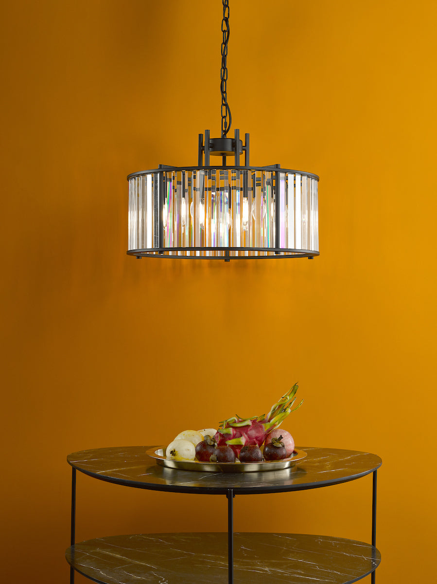 KIRAN 5LT PENDANT BLACK & CLEAR GLS