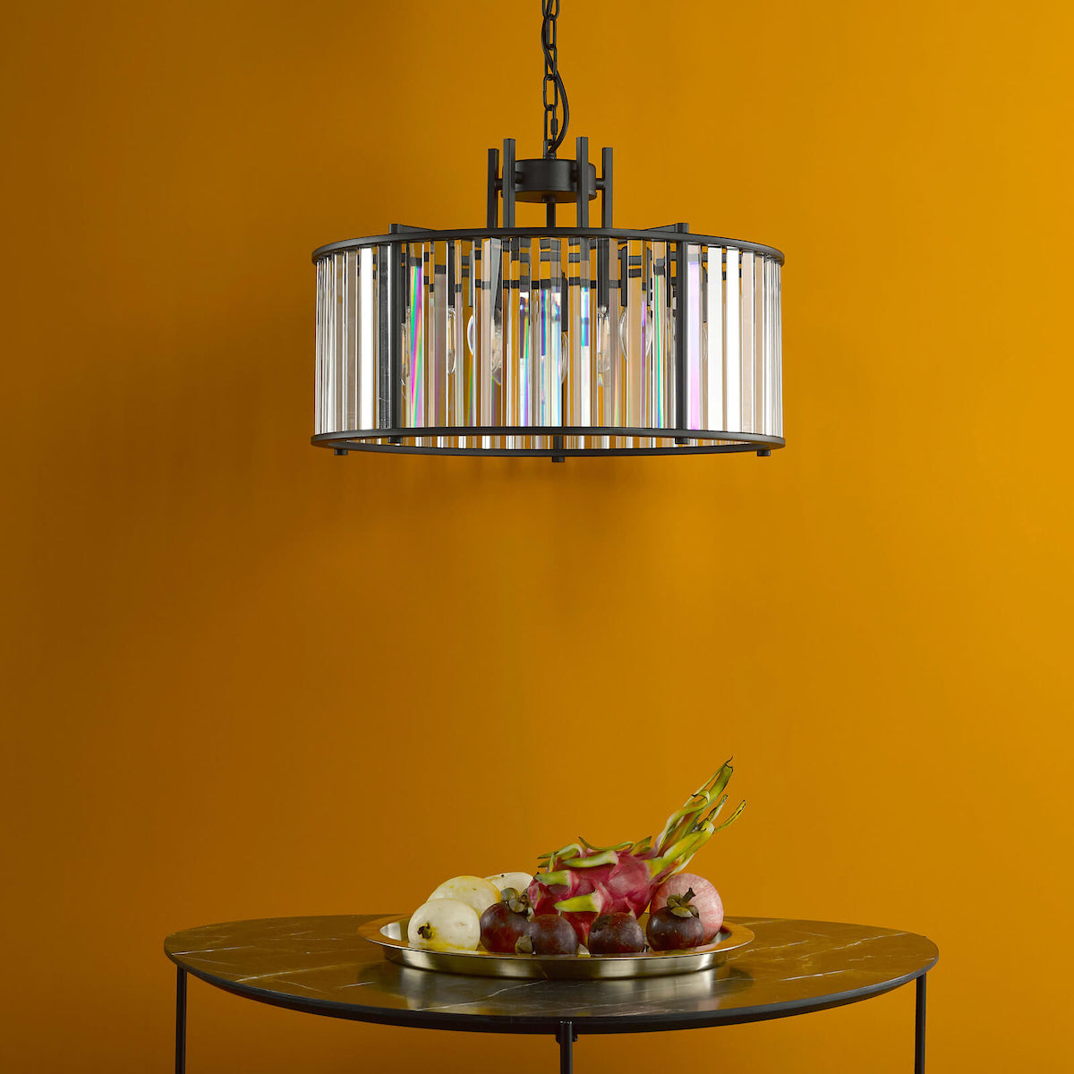 KIRAN 5LT PENDANT BLACK & CLEAR GLS