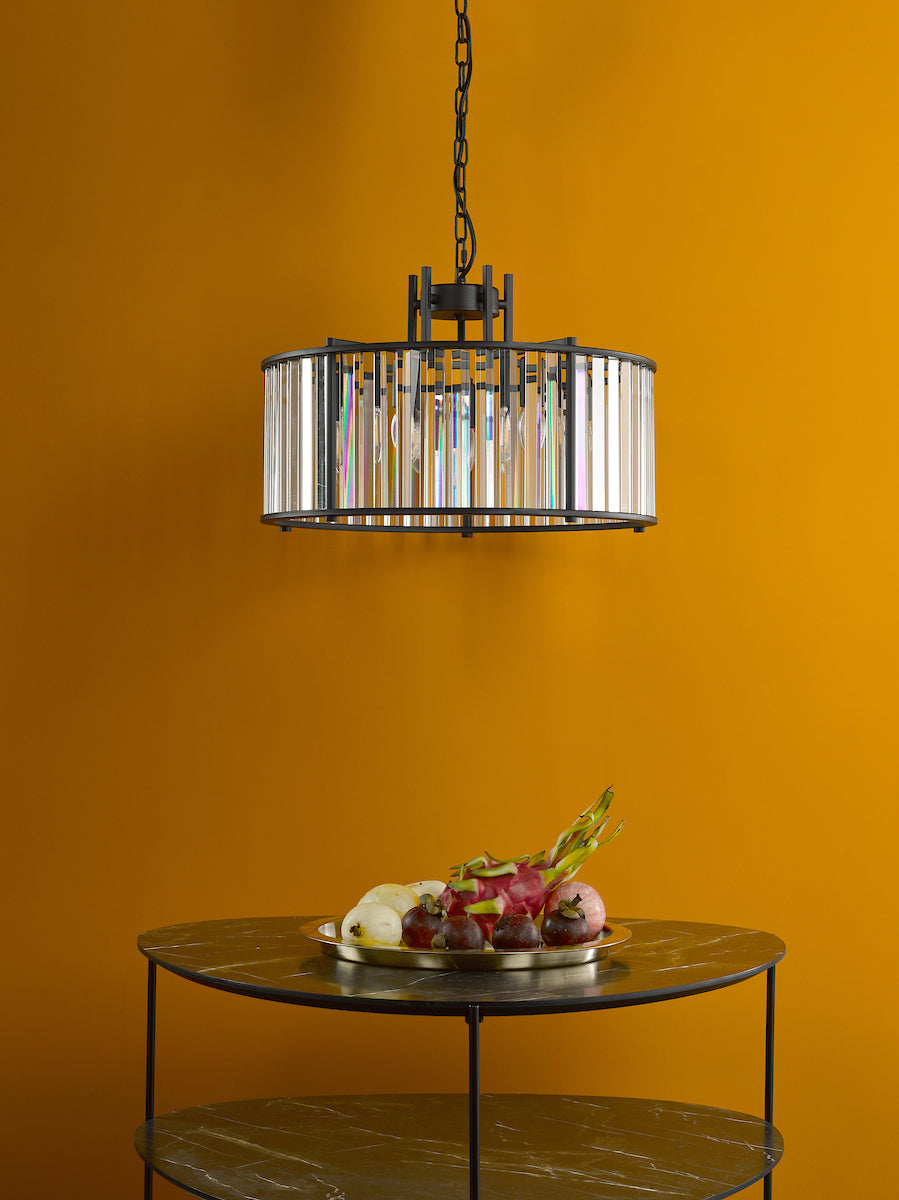 KIRAN 5LT PENDANT BLACK & CLEAR GLS
