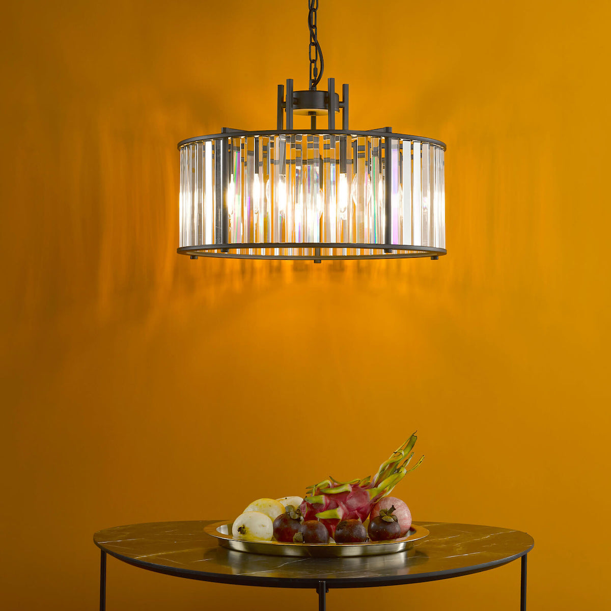 KIRAN 5LT PENDANT BLACK & CLEAR GLS