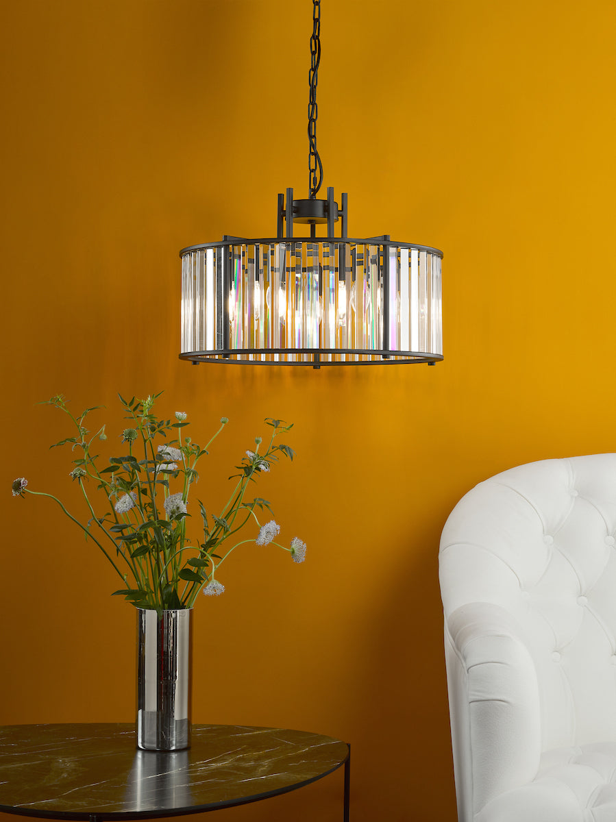 KIRAN 5LT PENDANT BLACK & CLEAR GLS