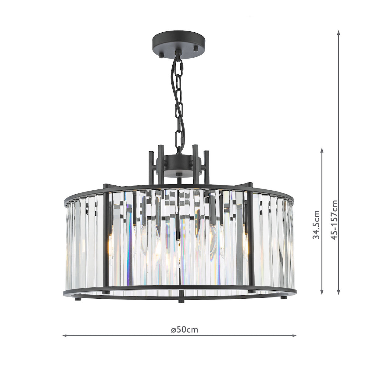 KIRAN 5LT PENDANT BLACK & CLEAR GLS