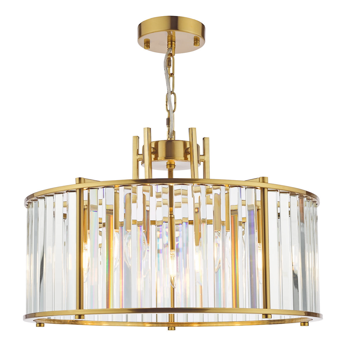 KIRAN 5LT PENDANT NATURAL BRASS & CLEAR GLS