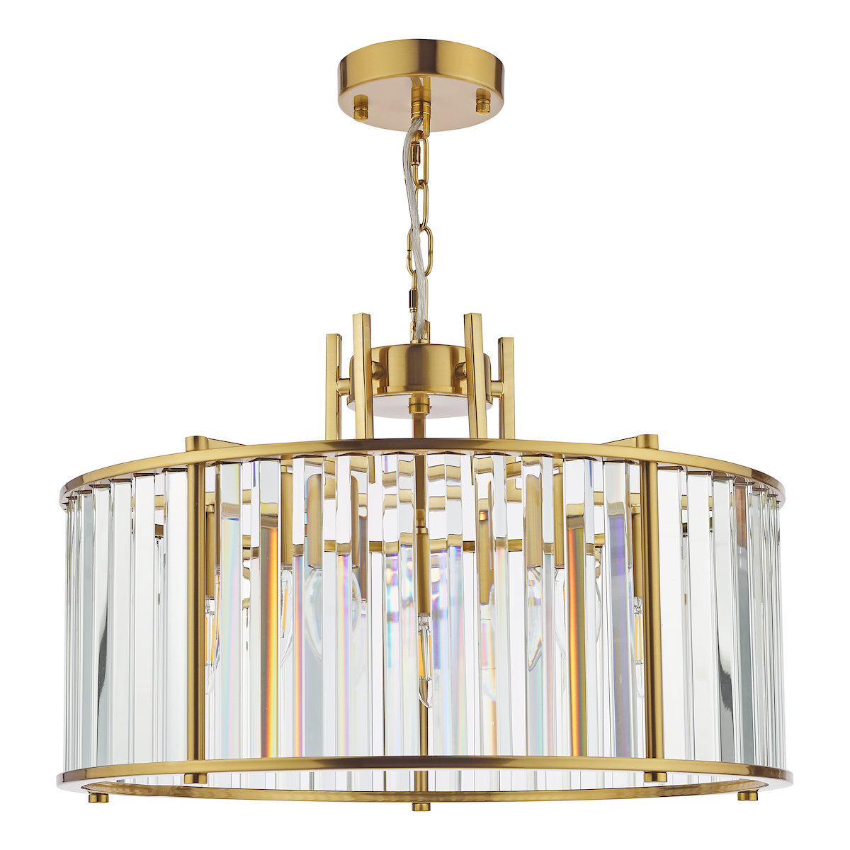 KIRAN 5LT PENDANT NATURAL BRASS & CLEAR GLS