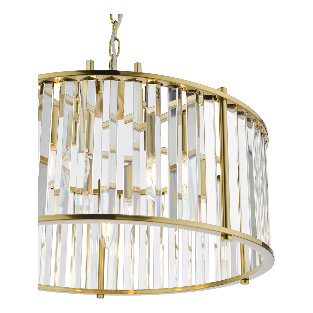 KIRAN 5LT PENDANT NATURAL BRASS & CLEAR GLS