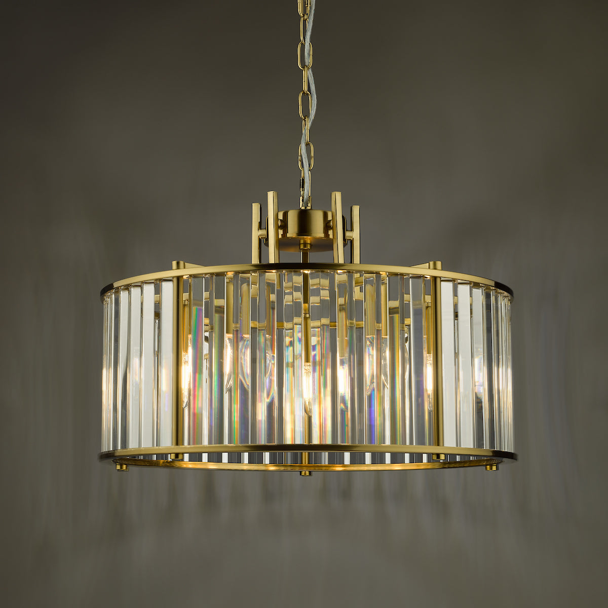 KIRAN 5LT PENDANT NATURAL BRASS & CLEAR GLS