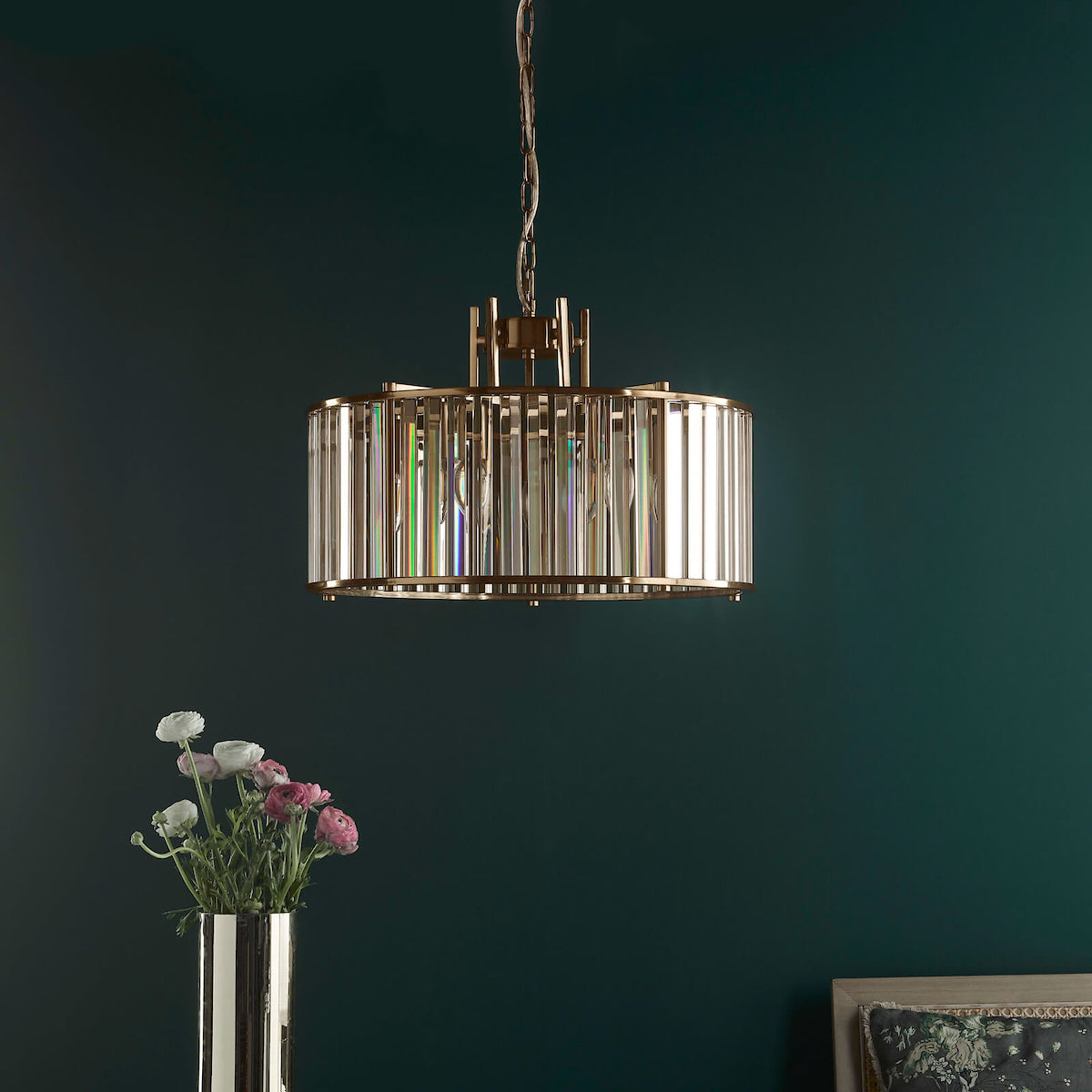 KIRAN 5LT PENDANT NATURAL BRASS & CLEAR GLS