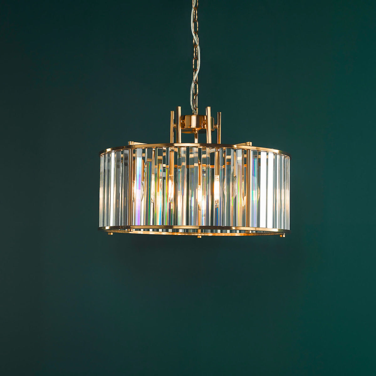 KIRAN 5LT PENDANT NATURAL BRASS & CLEAR GLS