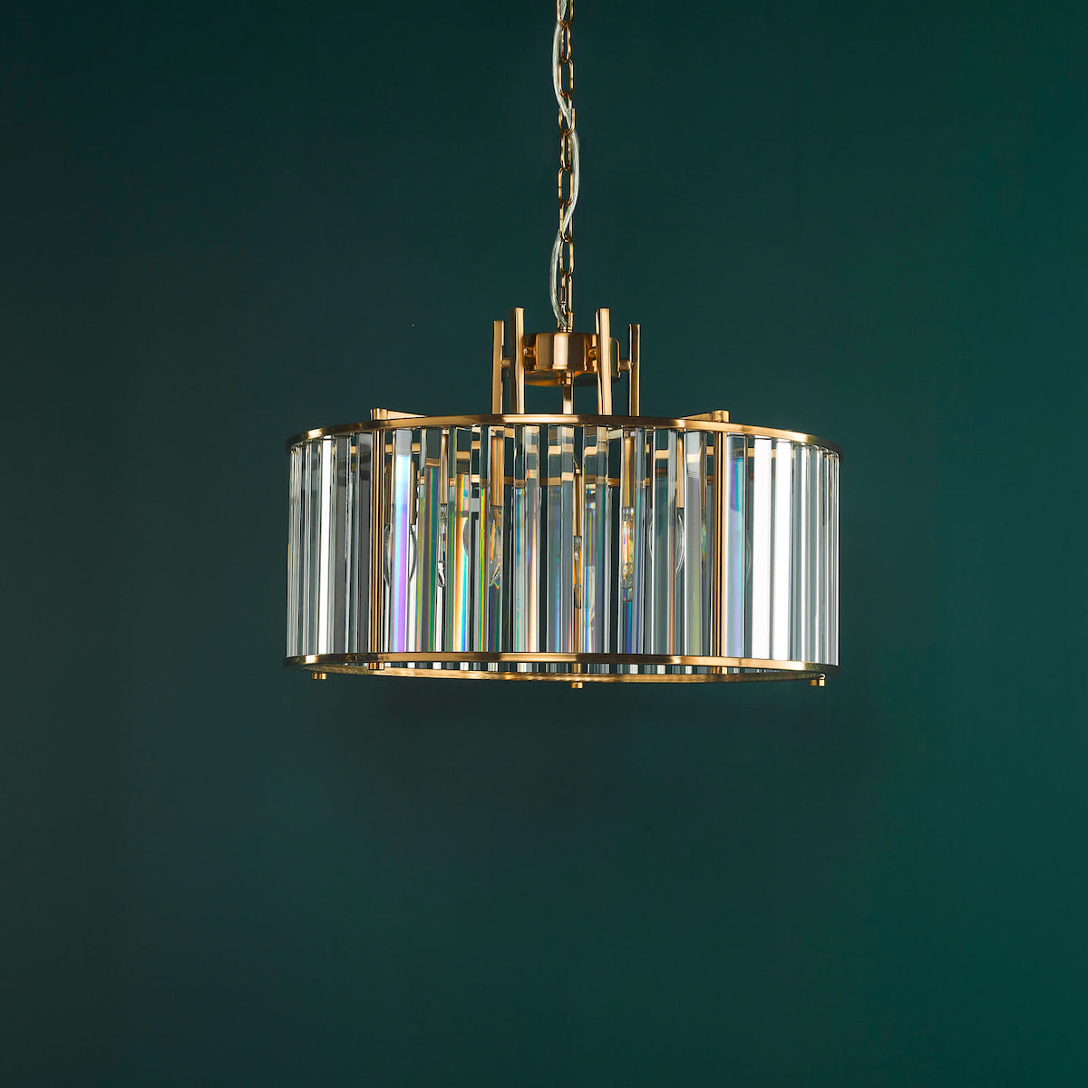 KIRAN 5LT PENDANT NATURAL BRASS & CLEAR GLS